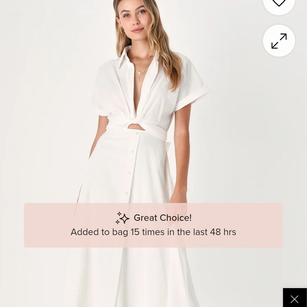 Elegant White Button-Down Dress